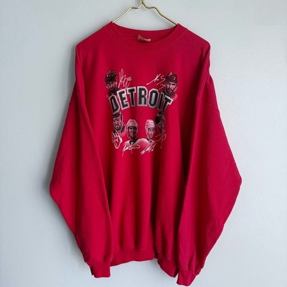 Vtg 2000s Detroit Redwings NHL player crewneck sweatshirt red size XL - Picture 1 of 5